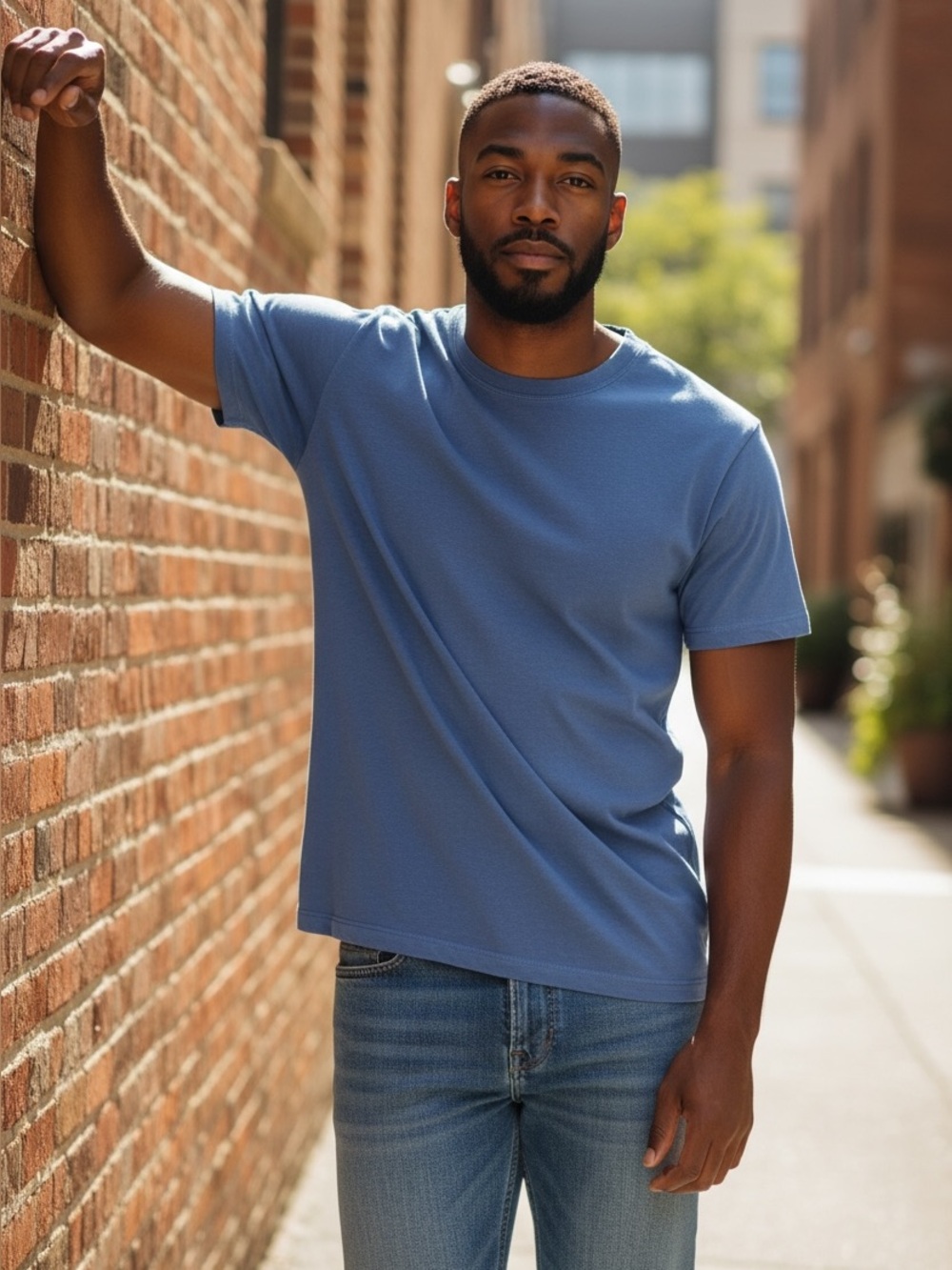 COS Men's Royal Blue Crew Neck Short Sleeve T-Shirt